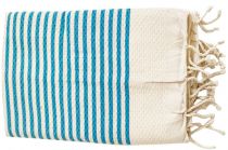 Fouta Tunisie rayée bleu turquoise