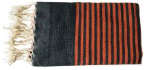 Fouta Tunisie rayée noir et orange