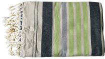 Fouta XXL Tataouine blanc, vert et noir