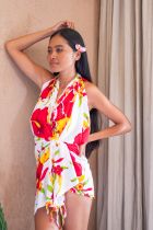 Grand paro fleuris rouge