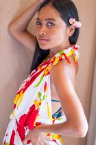 Grand paréo fleuris rouge