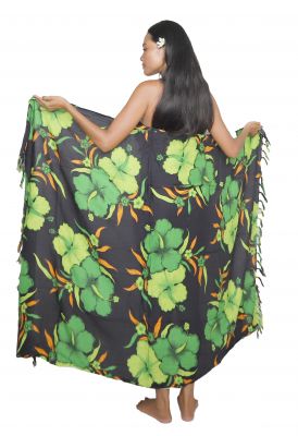 Grand paro fleuris vert et noir