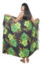 Grand paréo fleuris vert et noir