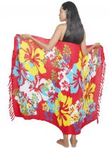 Grand paréo Fleurs du soleil rouge