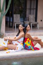 Grand paréo Fleurs du soleil rouge