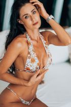 Haut de bikini dos nu retro floral