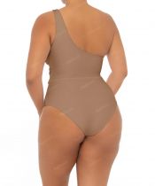 Maillot grande taille une bretelle beige