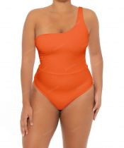 Maillot grande taille une bretelle orange