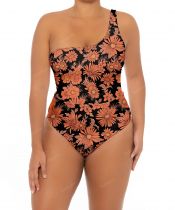 Maillot grande taille une bretelle orange