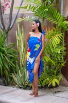 Paréo carte Tahiti bleu