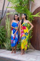 Paréo carte Tahiti bleu