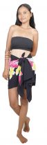 Paréo court fleurs noir