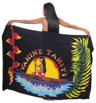 Paréo fleuris Vahine Tahiti noir