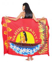 Paréo fleuris Vahine Tahiti rouge