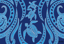 Paréo peint mail Tatoo tortue bleu