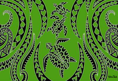 Paro peint mail Tatoo tortue vert