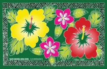 Par�o peint main double hibiscus vert fonc�