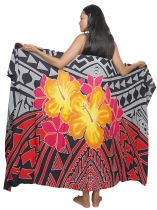 Paréo peint main Fleur de Feu rouge