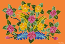 Par�o Peint Main Jardin Tropical Orange