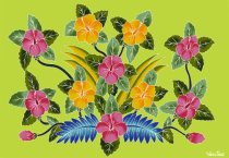 Par�o Peint Main Jardin Tropical vert