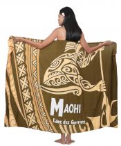 Paréo peint main Maohi vert