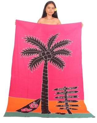 Paro peint main surf et palmiers rose