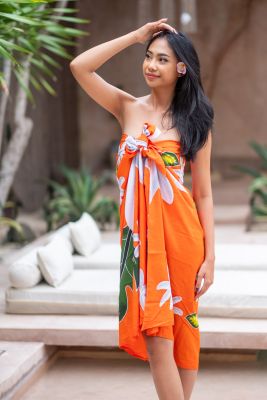 Paro peint main tiare orange