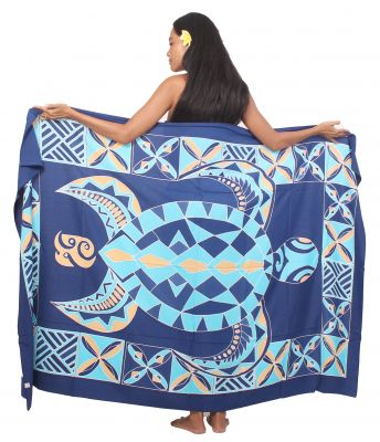 Paro peint main tortue tribal bleu