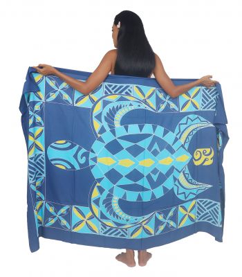Paro peint main tortue tribal bleu