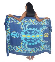 Paro peint main tortue tribal bleu