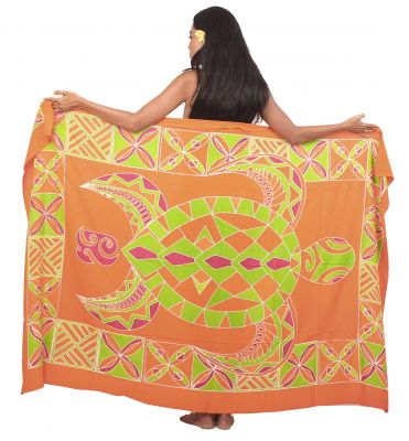 Paro peint main tortue tribal orange