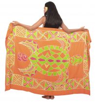 Paréo peint main tortue tribal orange