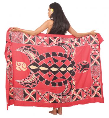 Paro peint main tortue tribal rouge