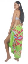 Paréo peint main tortue tribal vert