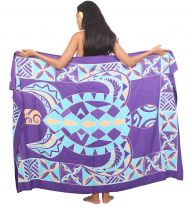 Paréo peint main tortue tribal violet