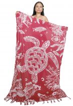 Paréo plage grande tortue bordeau