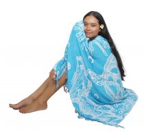 Paréo plage grande tortue turquoise