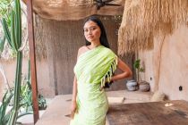 Paréo plage vert sauvage