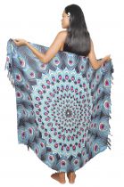 Paréo queue de paon bleu et jaune