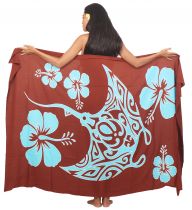 Paréo raie manta turquoise et marron
