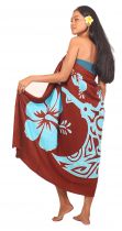 Paréo raie manta turquoise et marron
