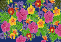 Paro Tahiti Fleurs des les bleu
