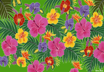 Paro Tahiti Fleurs des les vert