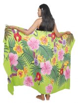 Paréo Tahiti Fleurs des Îles vert