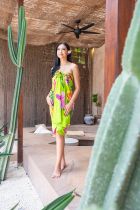 Paréo Tahiti Fleurs des Îles vert