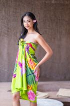 Paréo Tahiti Fleurs des Îles vert