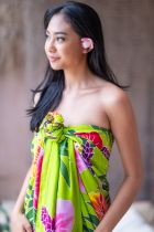 Paréo Tahiti Fleurs des Îles vert