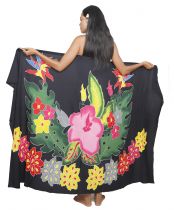 Paréo Tahiti oiseaux de paradis noir