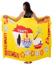 Paréos carte Tahiti jaune
