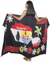 Paréos carte Tahiti noir